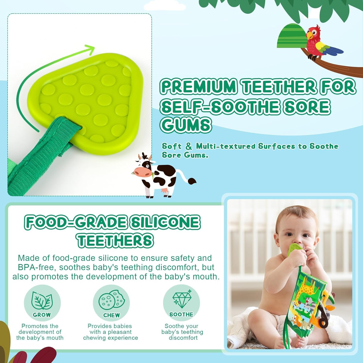Thumbnail 4 de BBWOO Soft Baby Book sensory crinkle toy 0-12 months