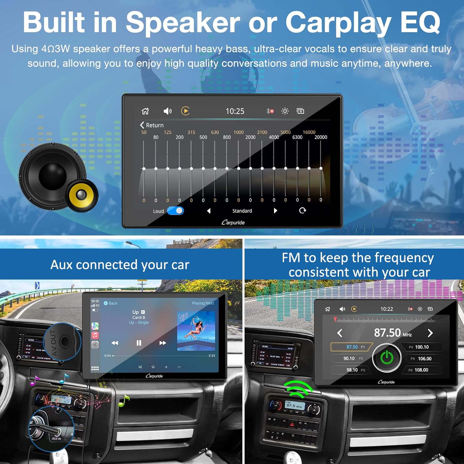 Thumbnail 6 de CARPURIDE W901 Pro: 9-inch Portable CarPlay & Android Auto with Dual Bluetooth and Mirror Link