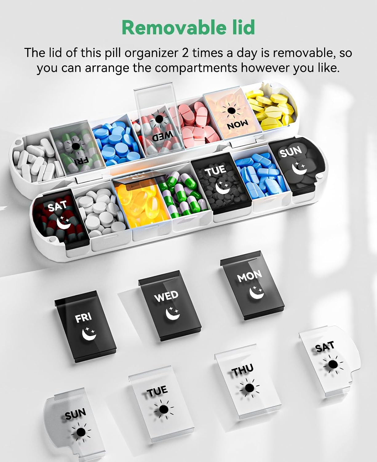 Thumbnail 3 de Cotatoc EK-313 7-Day Pill Organizer, Foldable AM/PM Case with Magnetic Closure