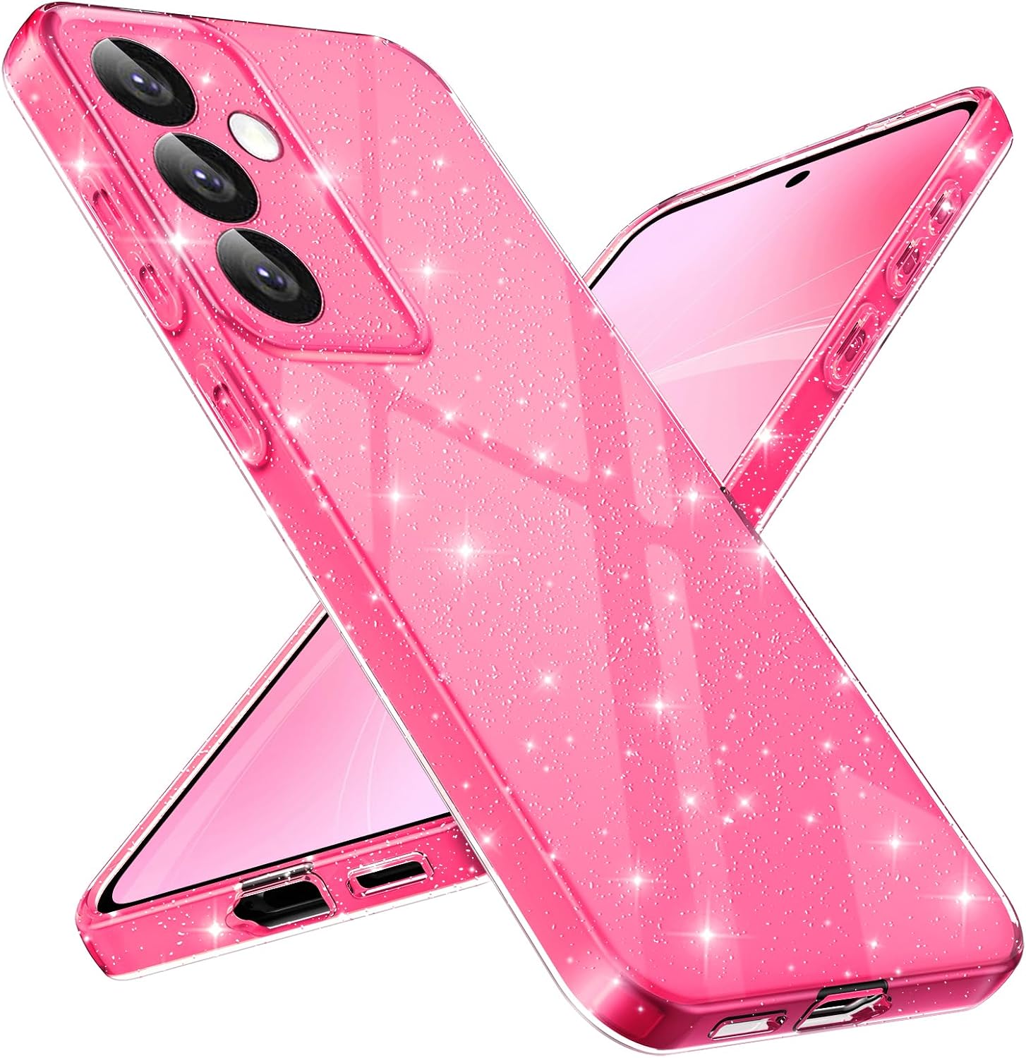Detalle de Paitech Glitzer-Hülle für Samsung Galaxy S25 FE 5G – Dünne, weiche TPU Silikon Schutzhülle in Rosa