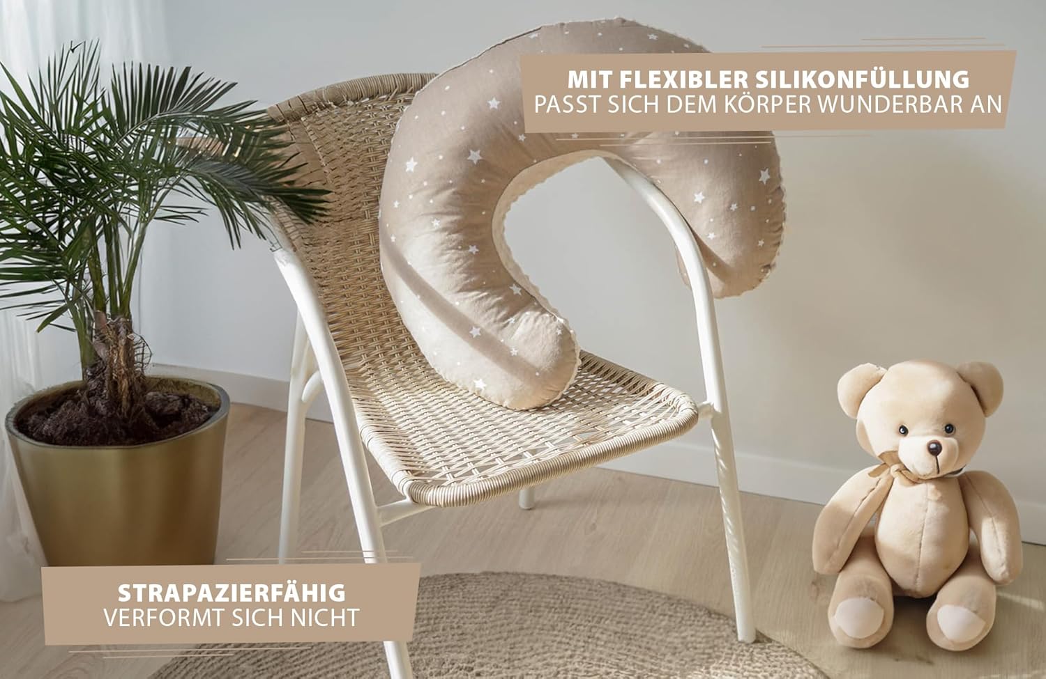 Thumbnail 4 de Totsy Baby Cuscino allattamento e gravidanza 130 cm in beige con stelle bianche