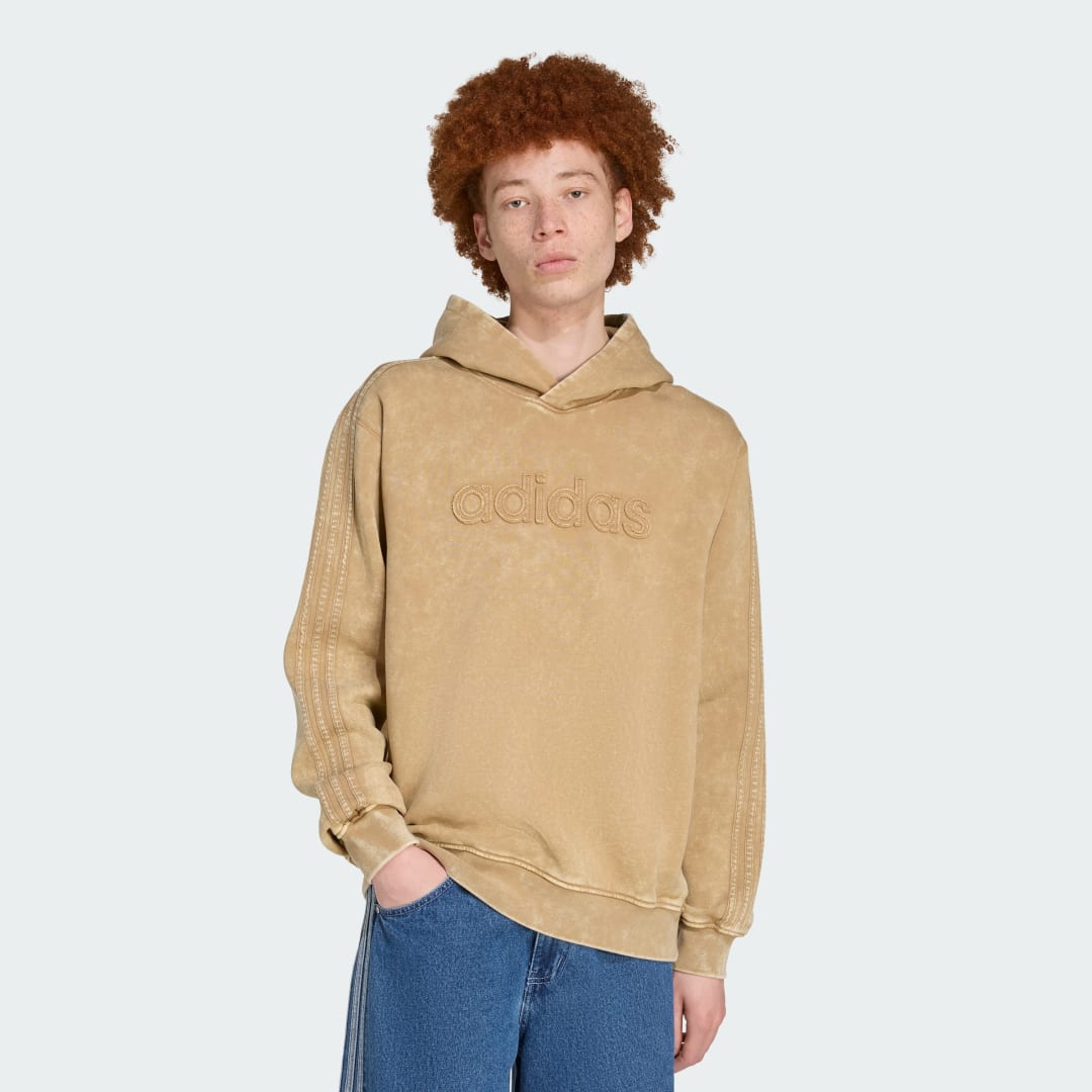 Detalle de Sudadera con capucha Washed de Adidas en color Marrón