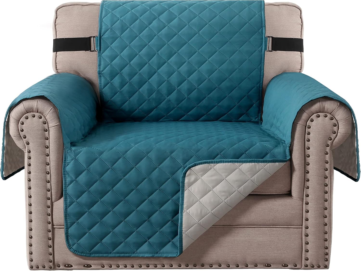 Detalle de H.VERSAILTEX Reversible Chair Cover, 21" Seat Width, Water-Repellent Quilted Fabric