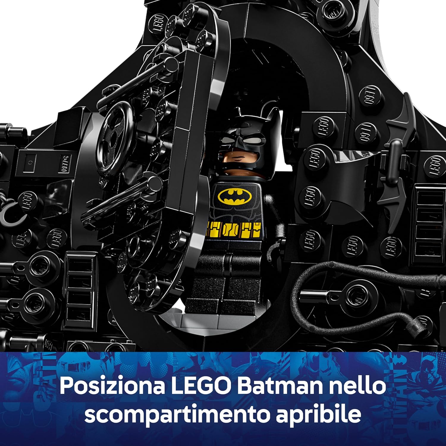 Detalle 2 de LEGO DC Logo di Batman - 76330: decorazione 3D da parete con 2 minifigure e accessori, edizione anniversario