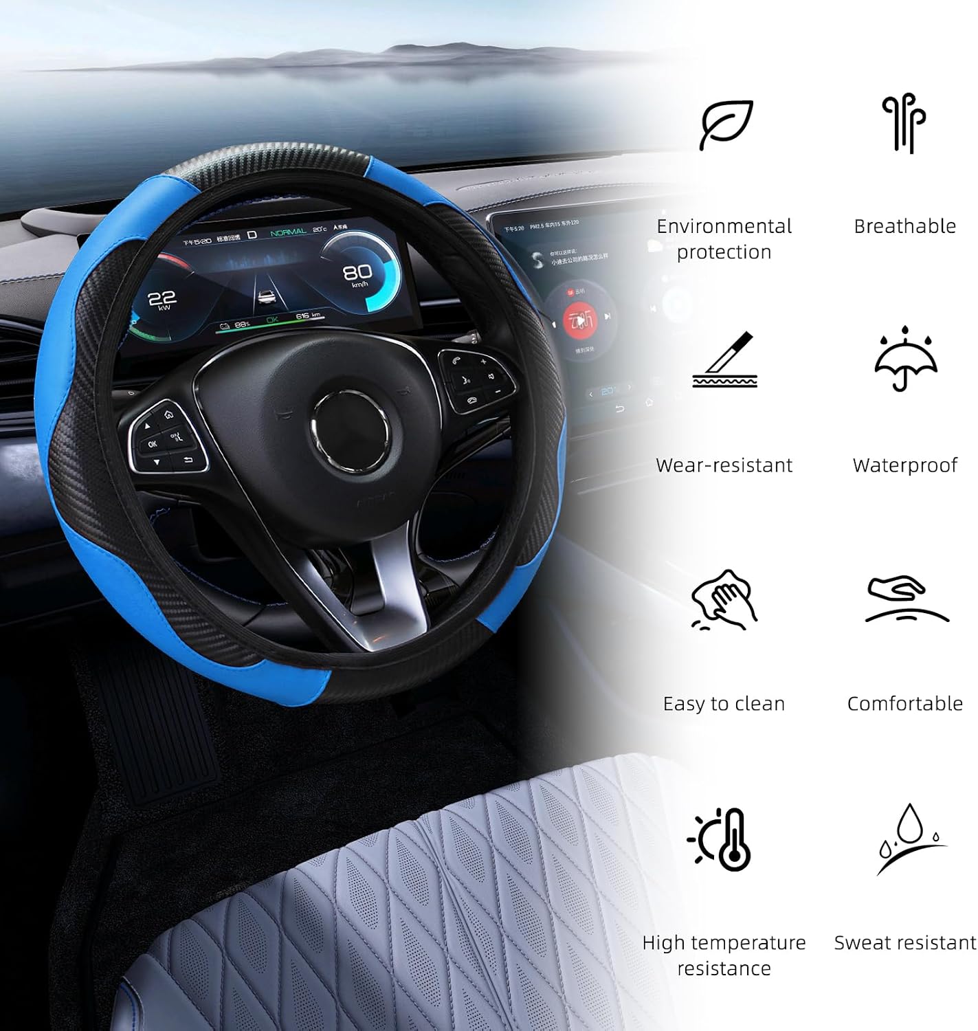 Thumbnail 2 de VidFair Steering Wheel Cover Leather 14.5-15in