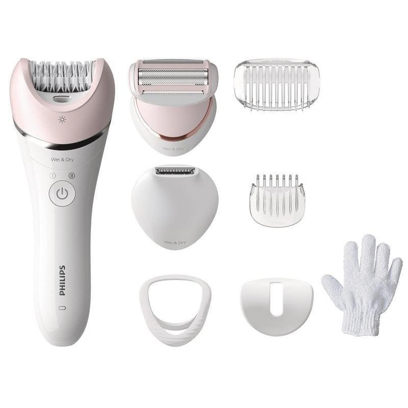 Detalle 2 de Depiladora Philips Serie 8000 BRE721/00 Rosa Blanco: depilación sin cables con 32 pinzas