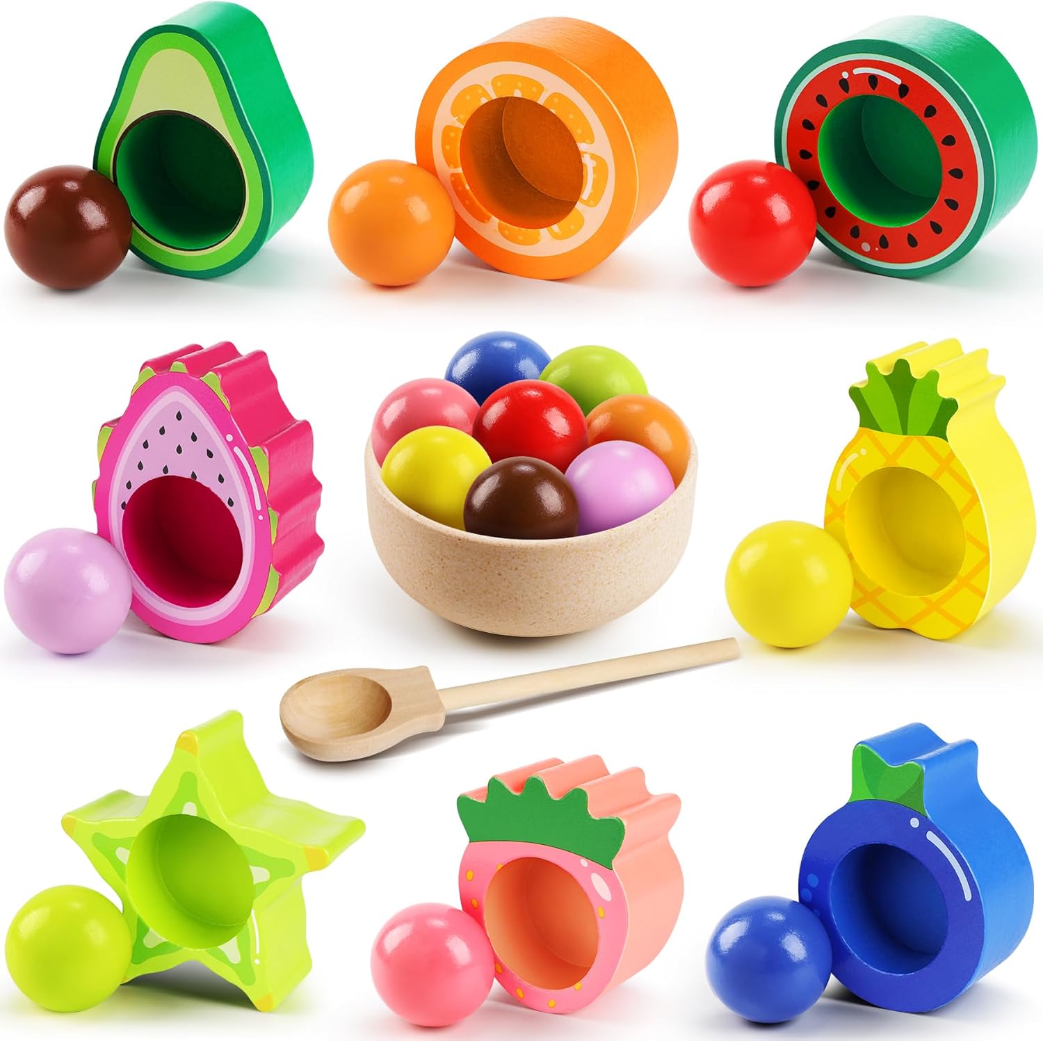 Thumbnail 6 de Seagoal Jeux Montessori 2 Ans – Jeu de tri de fruits en bois
