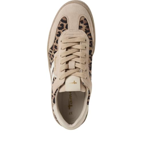 Detalle 2 de Tamaris Damen Sneaker Leder, braun, 40 EU – bequemer Alltagsbegleiter mit Wechselsohle