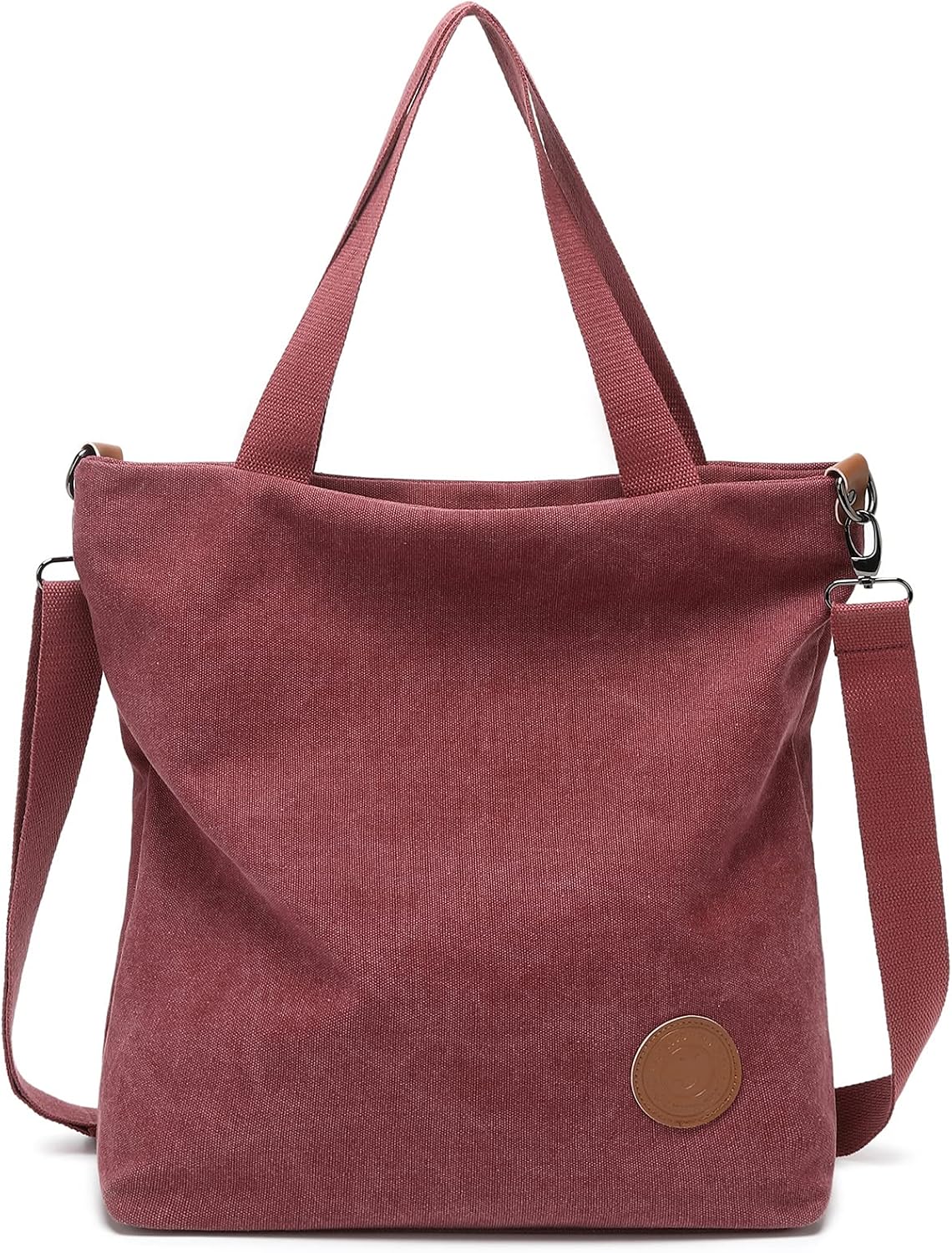 Thumbnail 6 de JANSBEN Damen Canvas Handtasche Schultertasche Umhängetasche – Schwarz, groß für Arbeit, Schule & Alltag