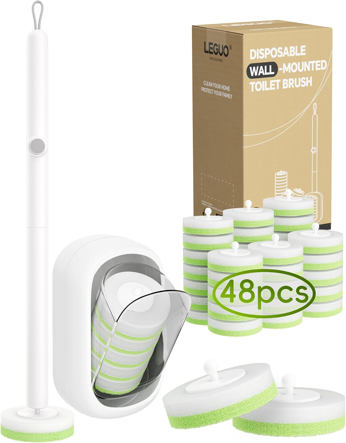 Detalle de LEGUO Disposable Toilet Brush System with 48 Refills