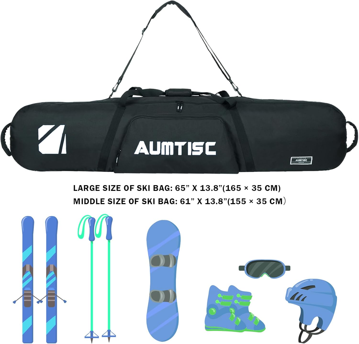 Detalle 2 de AUMTISC Borsa da Snowboard imbottita: protezione praticità per viaggiare e trasportare l’equipaggiamento