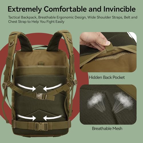 Thumbnail 6 de Delgeo Mochila Táctica 45L Militar: gran capacidad, impermeable y plegable para montaña, senderismo, camping y viajes