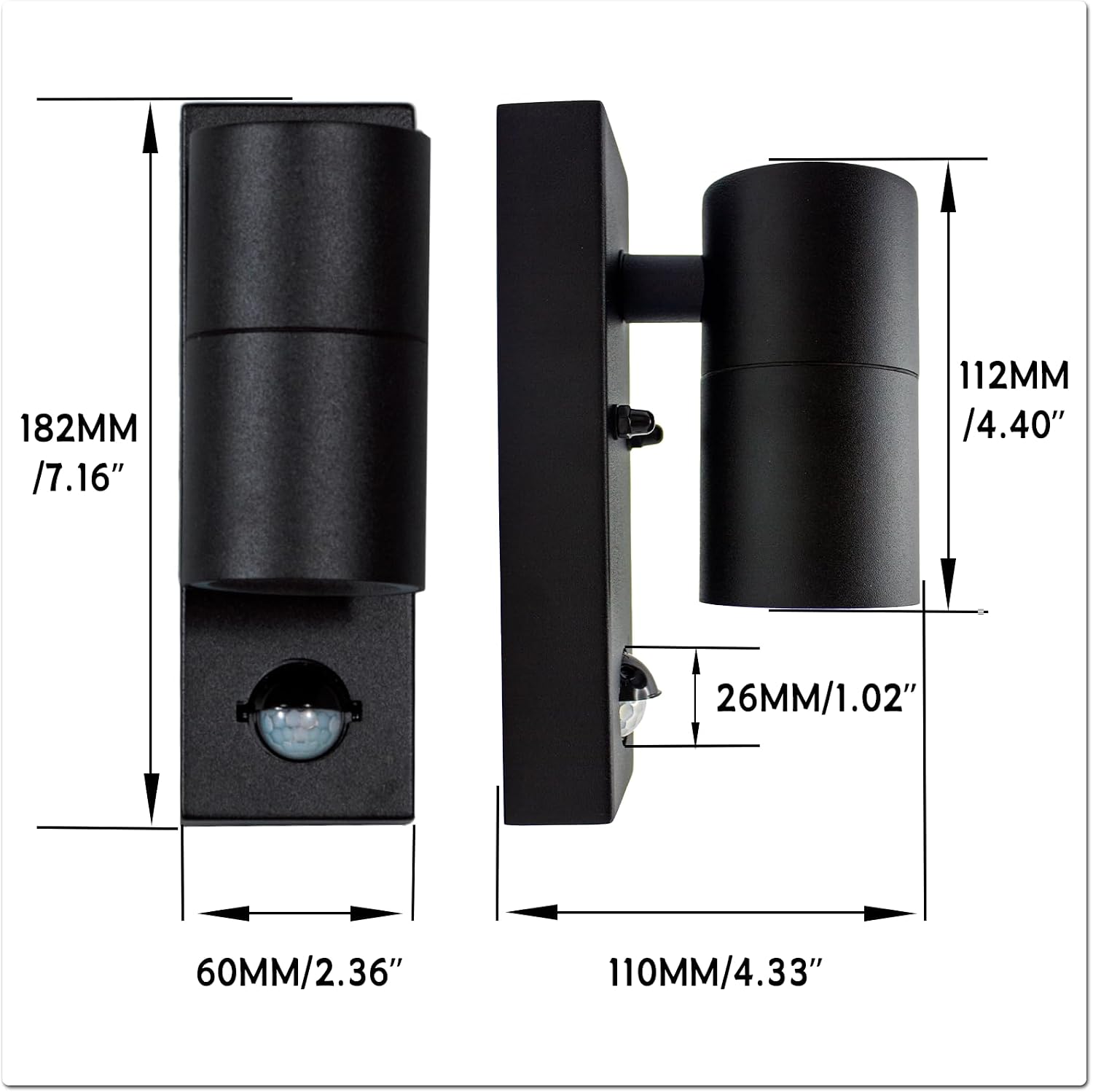 Detalle 2 de JNR ST5009 buitenwandlamp met PIR-sensor, IP54 en 5 W GU10-ledlamp