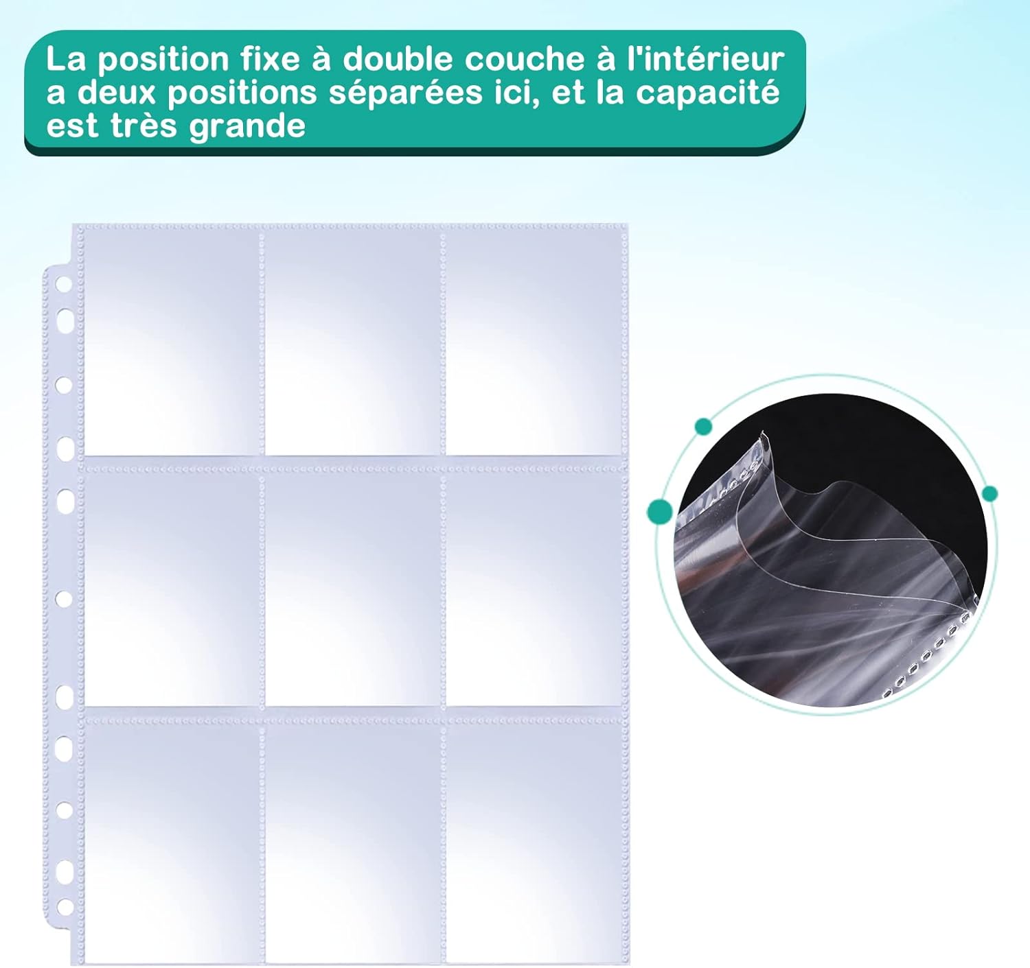 Detalle de Oderra 576 Plastique Pochettes pour Cartes – 32 Poches (9 par face) pour Pokémon et Cartes à Collectionner