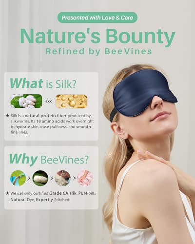 Thumbnail 6 de BeeVines 100% Mulberry Silk Sleep Mask (Black & Blue) – Two-Pack