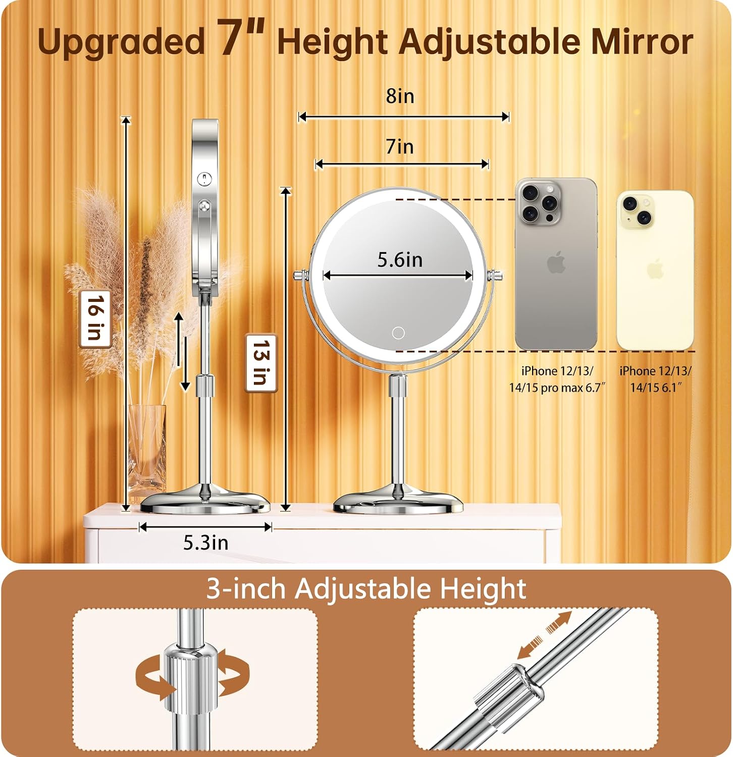 Thumbnail 1 de Gospire 7" Lighted Makeup Mirror with 10X