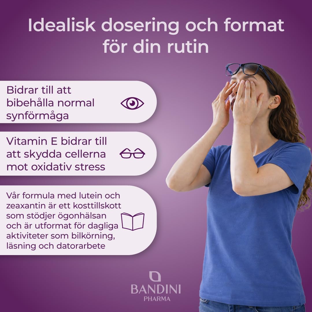 Detalle de Bandini® Högdos lutein och zeaxantin – veganskt ögontillskott, 90 tabletter