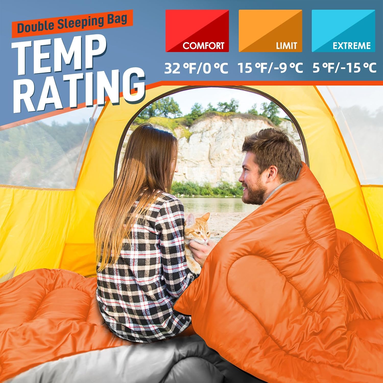 Detalle 2 de MEREZA Double Sleeping Bag for Adults – XL Two‑Person, All‑Season with Pillow