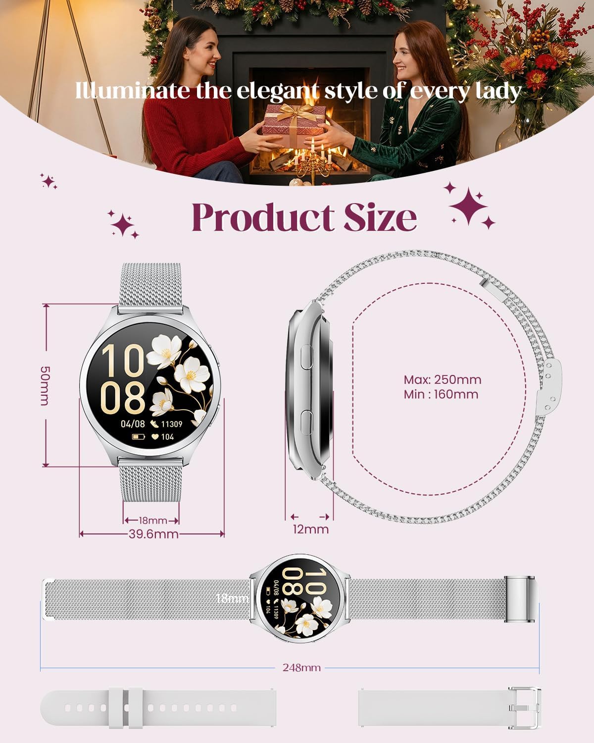 Thumbnail 6 de Smart Watch Women Fitness Tracker: 1.27" Round GPS-Style Health & Call Function, 114 Modes, IP68