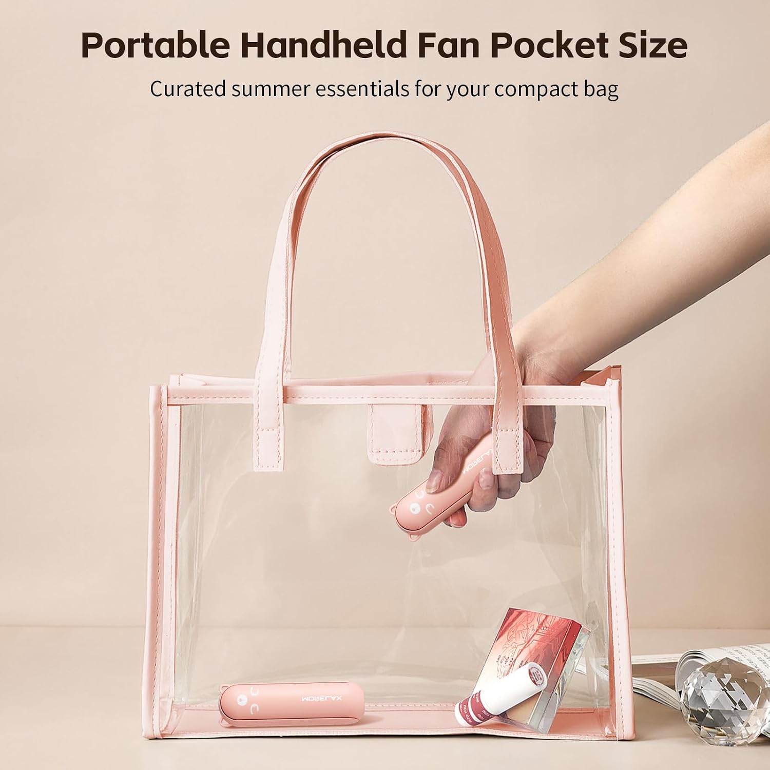 Thumbnail 1 de Morelax Portable Handheld Fan: 3-in-1 USB Rechargeable Mini with LED Torch & Emergency Power Bank