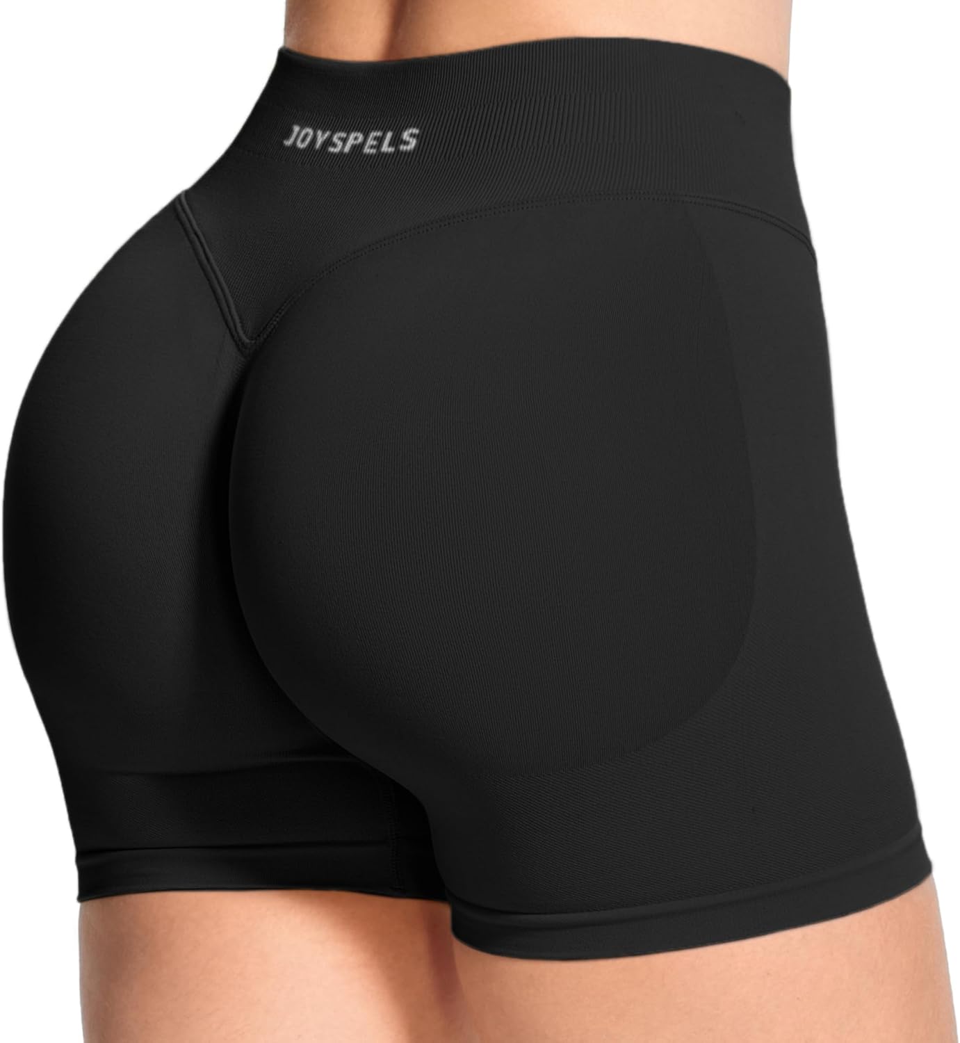 Detalle de JOYSPELS Scrunch Butt Sport-Gym-Shorts für Damen mit hohem V-Bund (High Waist Radlerhose)