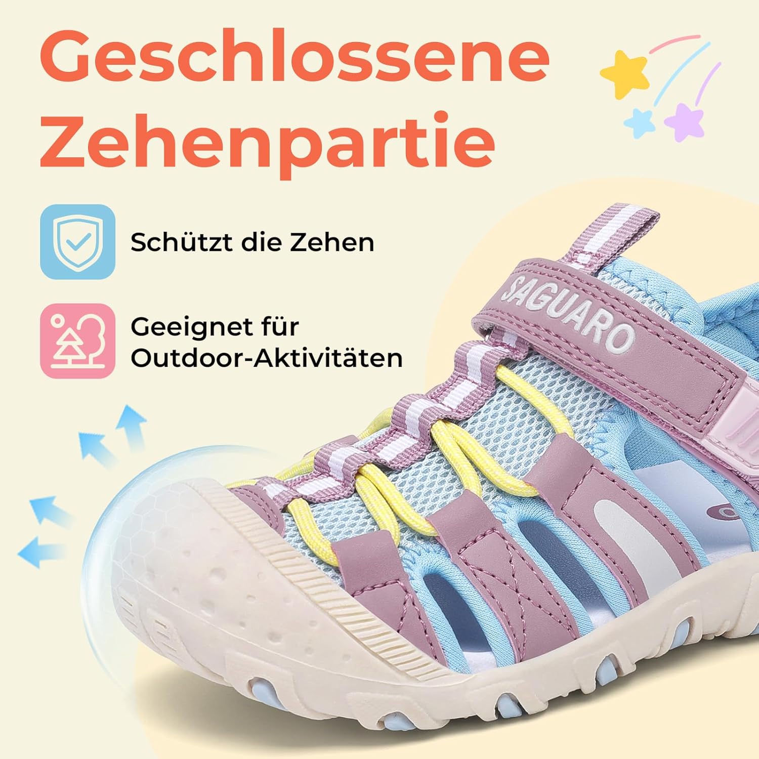 Thumbnail 2 de SAGUARO Sandalen Mädchen – Geschlossene Sommer-Trekkingsandalen mit Klettverschluss (25–38)