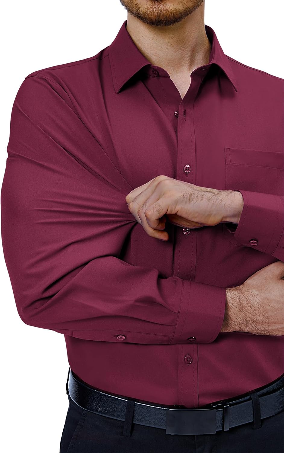 Detalle de J.VER Herren Langarm Businesshemd Regular Fit aus Stretch mit Tencel-Anteil