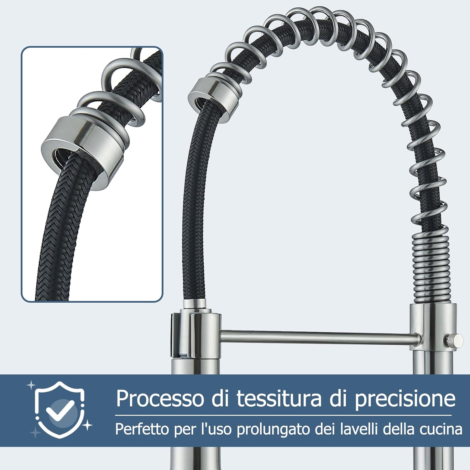 Thumbnail 3 de JUNSHENG Robinet de cuisine avec douche extractible – finition Nickel Brossé
