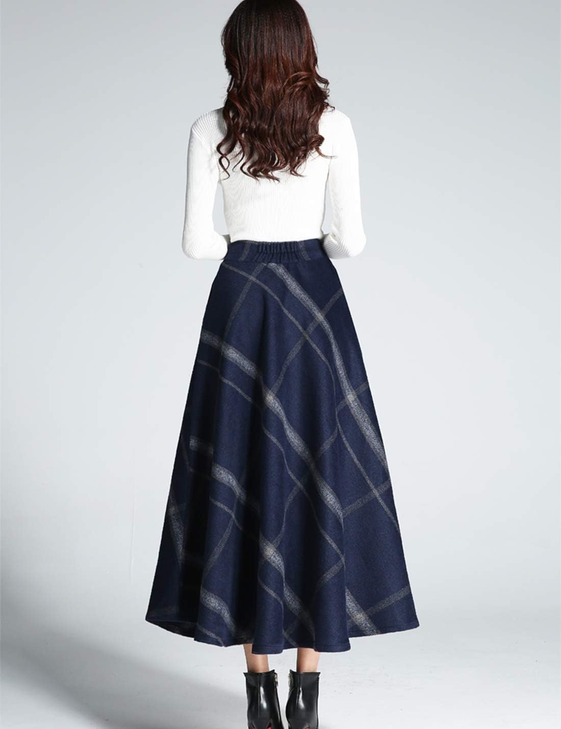 Detalle 2 de Tanming Wool Plaid A-Line Skirt