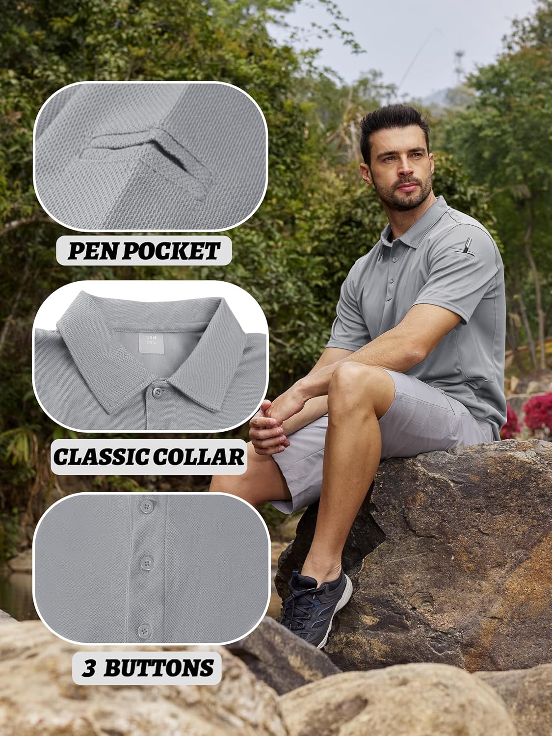 Thumbnail 3 de KEFITEVD Polo Shirts Uomo Manica Corta: asciugatura rapida e leggerezza per outdoor