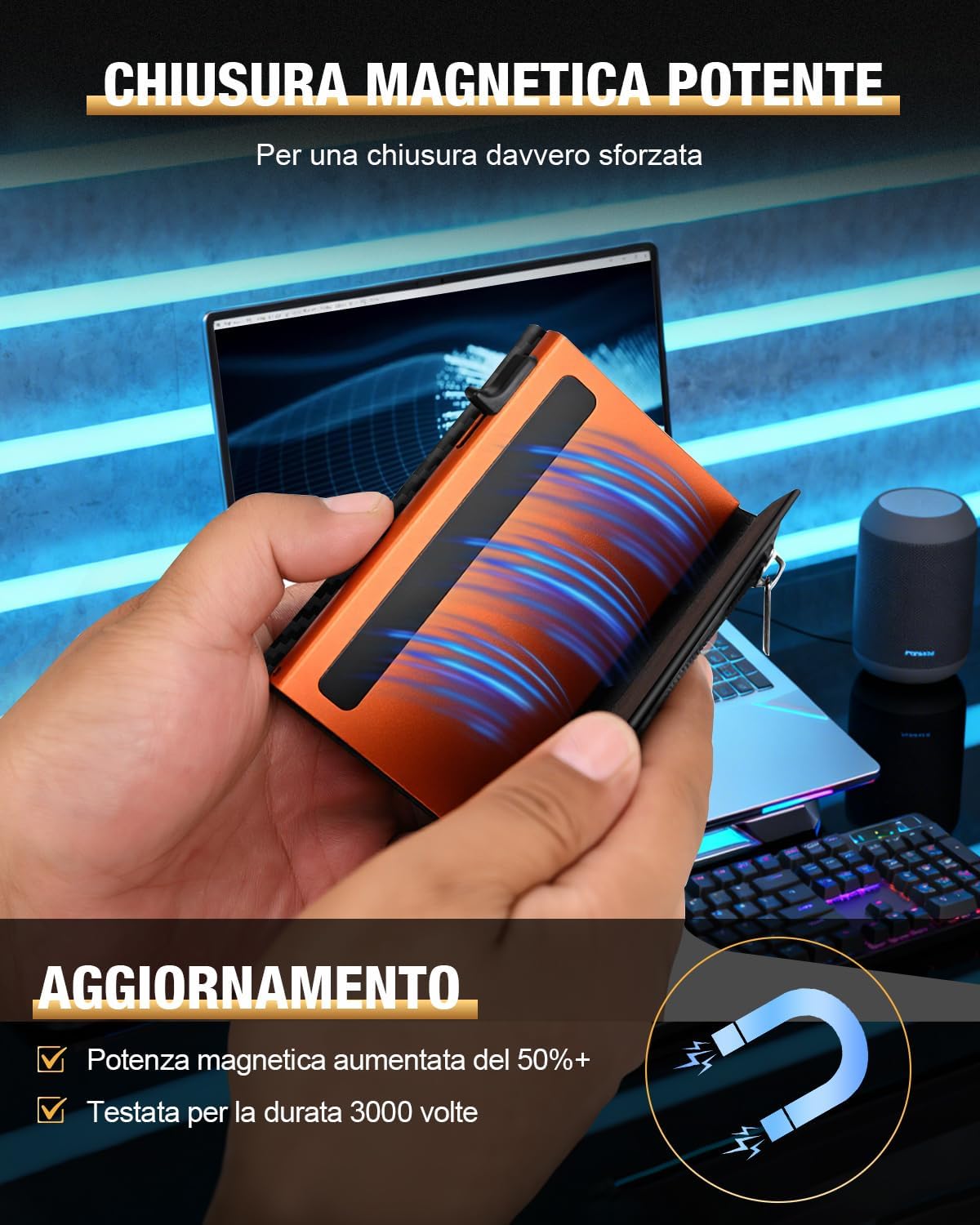 Thumbnail 6 de Porta Carte di Credito Uomo Piccolo: Portafoglio Slim con Chiusura Magnetica e Finestra ID