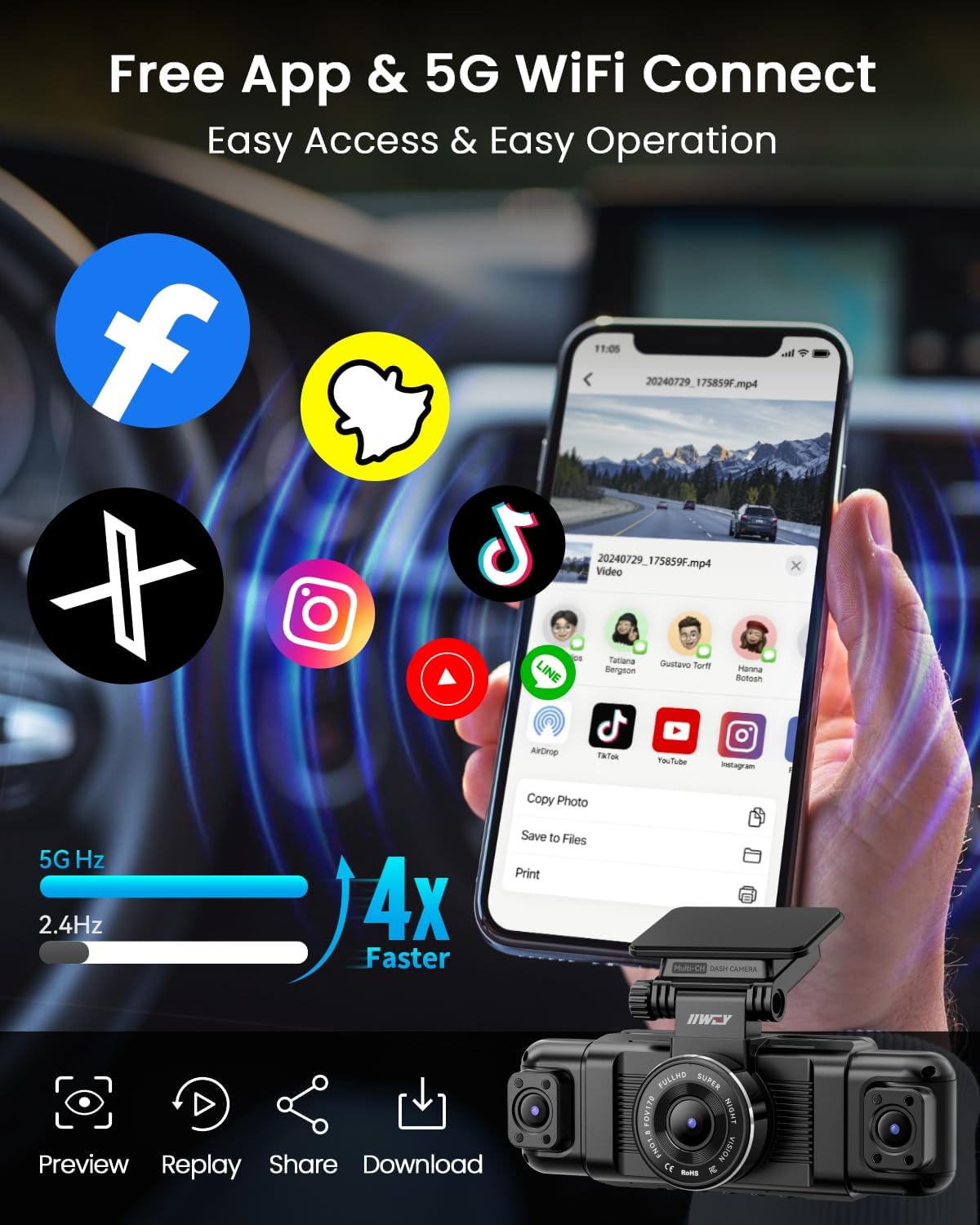 Thumbnail 5 de IIWEY N5 4-Channel Dash Cam ⚙