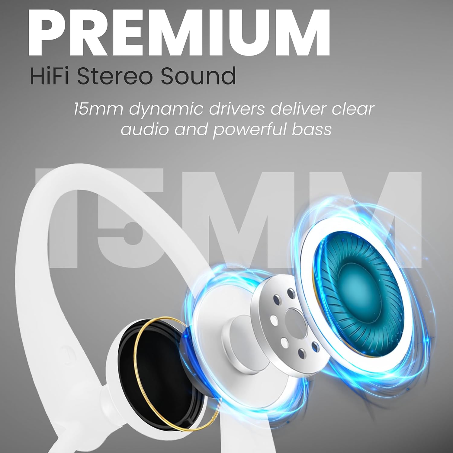 Detalle de Philips SHS3200WT/37 Flexible Earhook Wired Headphones (White)