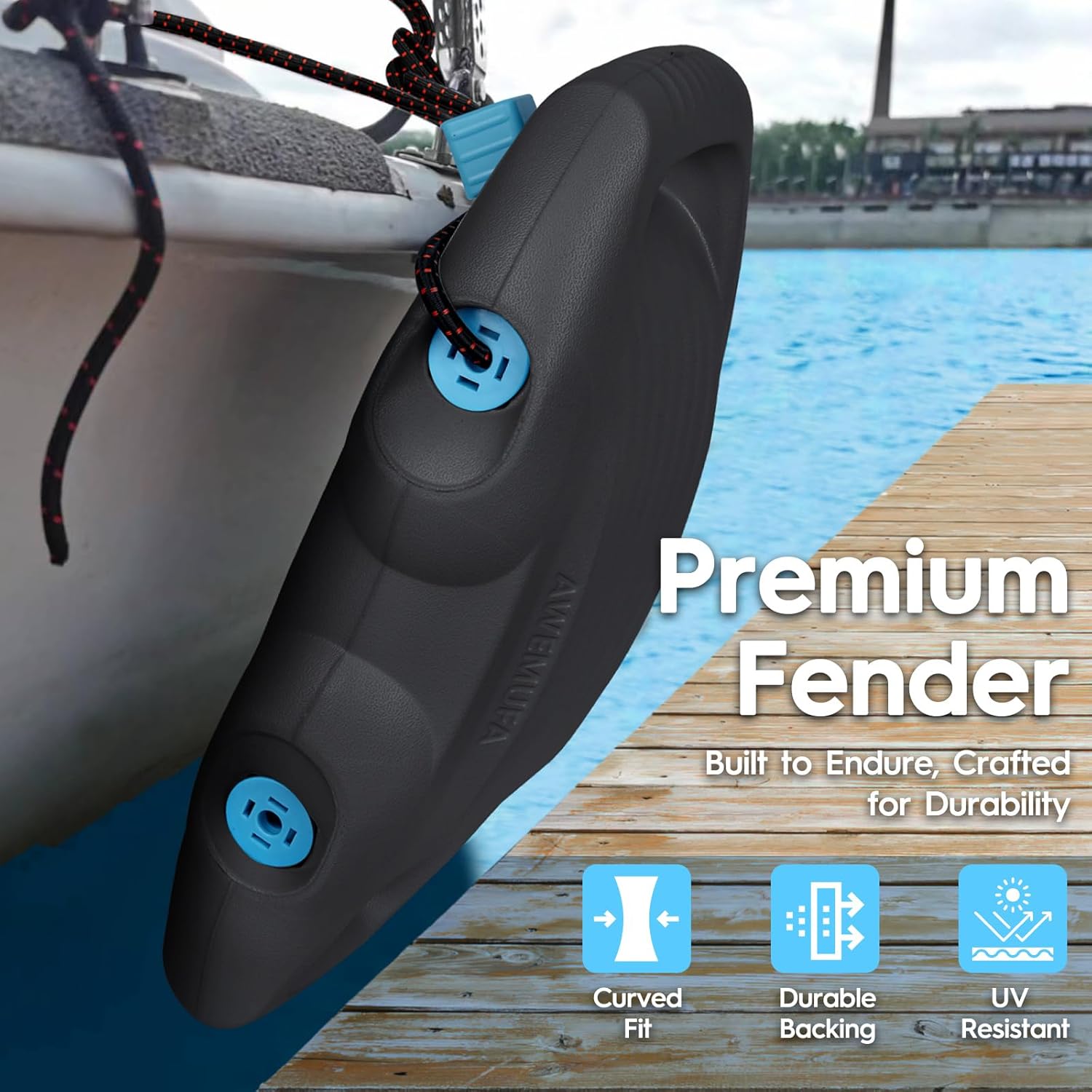 Thumbnail 6 de AWEMUFA Boat Fenders (EVA) — Easy to Install Docking Bumpers for Pontoon, Bass, Jet Ski & Fishing Boats
