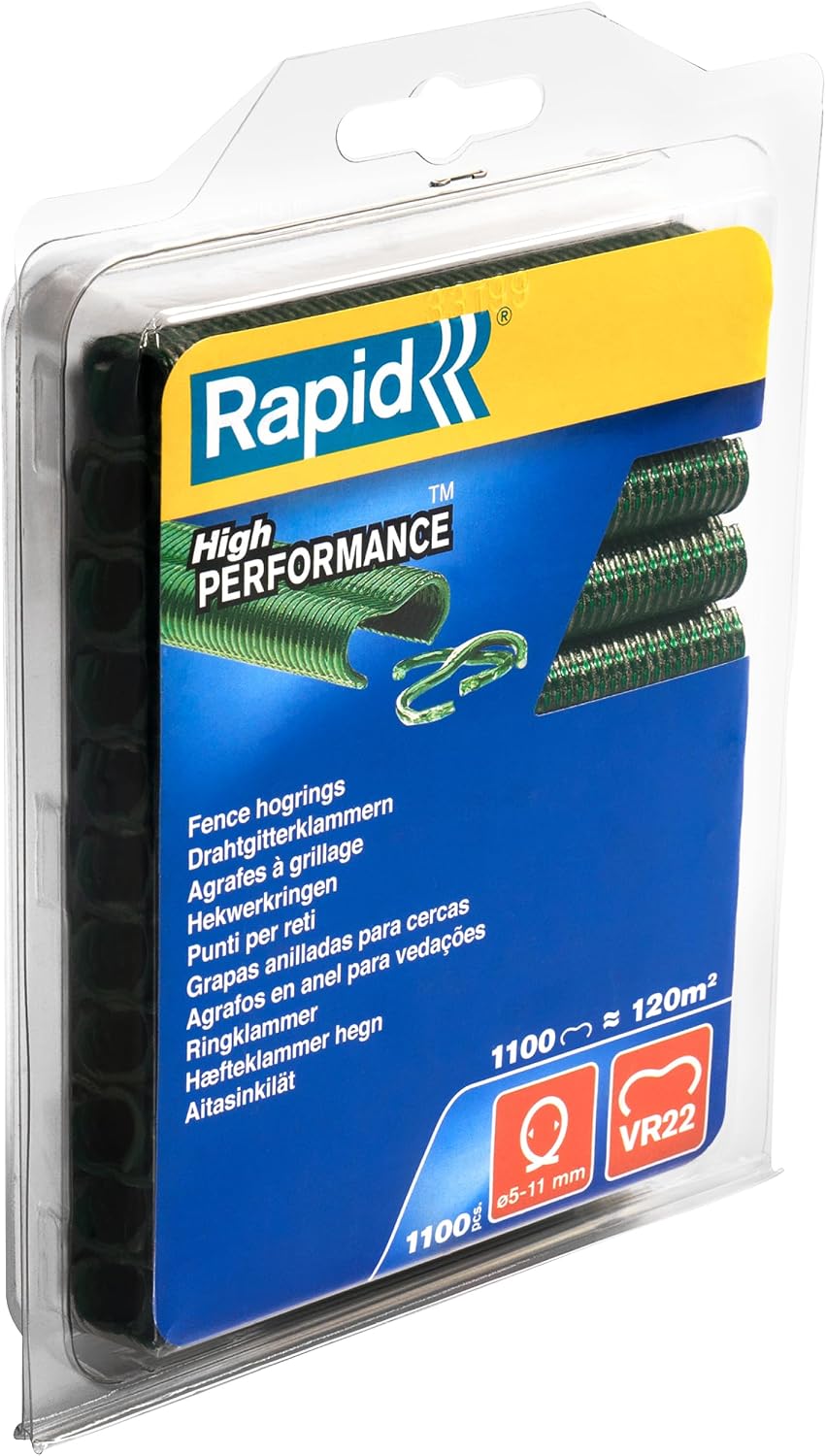 Detalle 2 de Agrafes Rapid VR22 pour grillage, acier galvanisé plastifié vert (compatibles 5 à 11 mm) – 1000 pièces