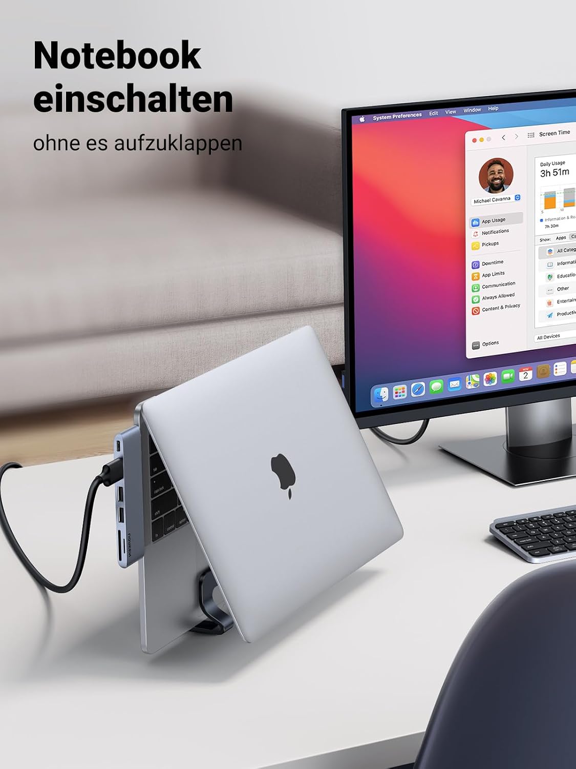 Detalle 2 de UGREEN Vertikaler Laptop Ständer 1,25–2,55 cm