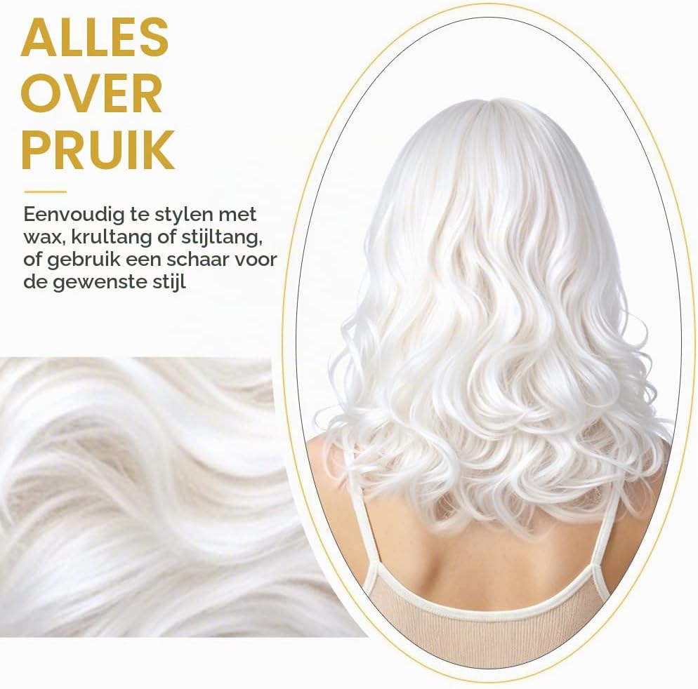 Thumbnail 4 de Aomig 3620503 golvende pruik met pony, verstelbare pasvorm en haarnetje