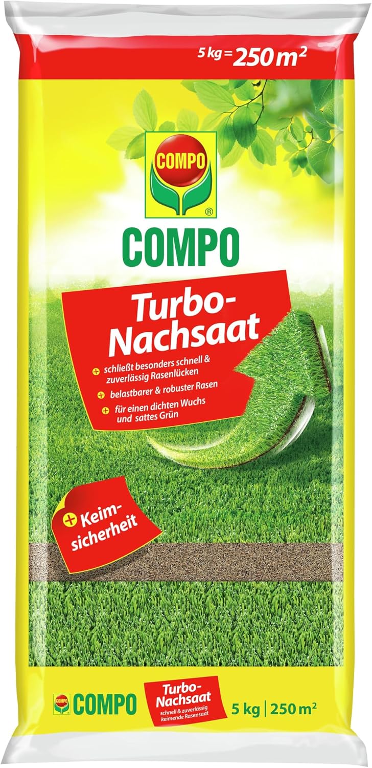 Detalle de COMPO Turbo-Nachsaat Premium Rasensamen schnellkeimend – 2,6 kg für 130 m²
