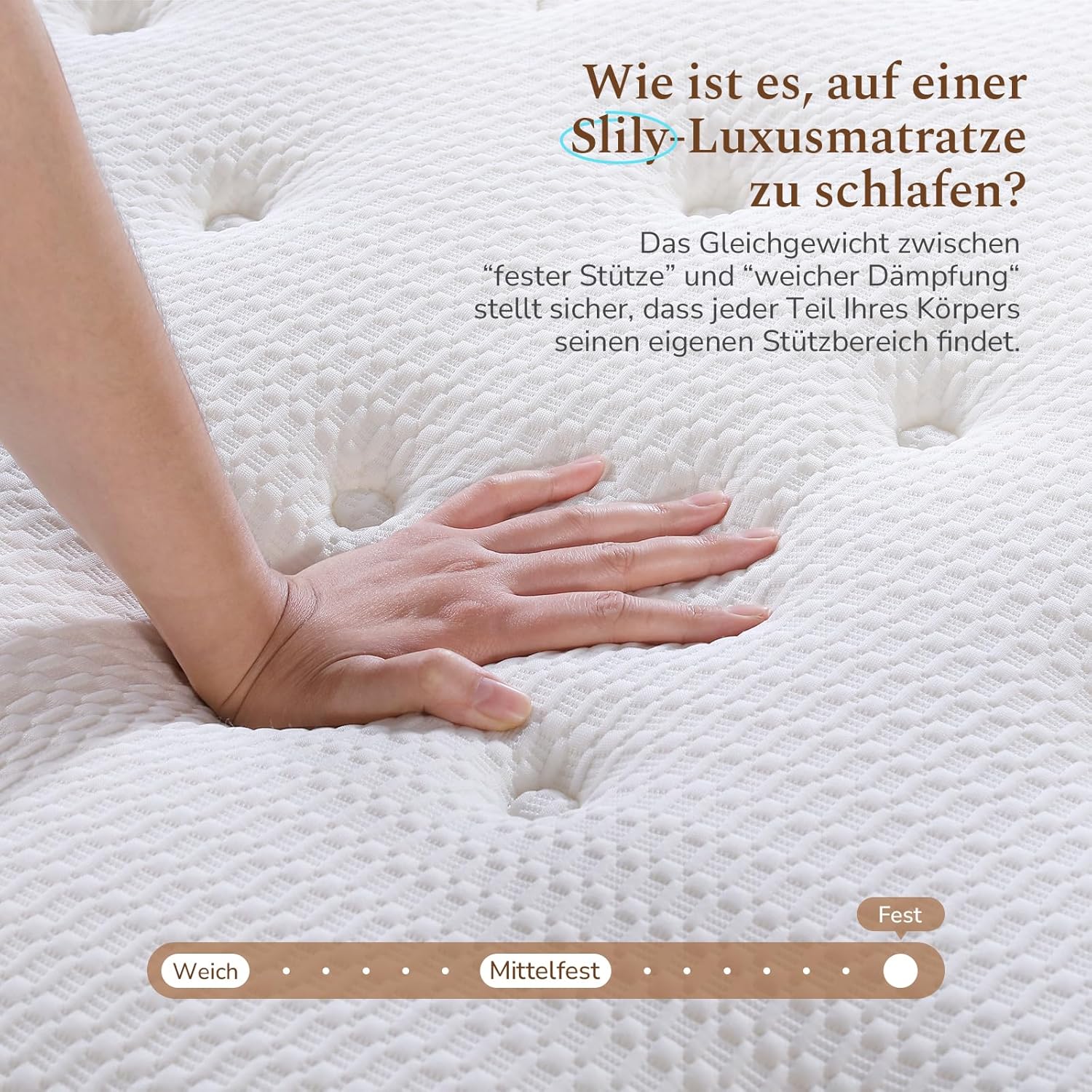 Detalle de Slily Premium-Matratze 90x200 H3 – 7-Zonen Taschenfederkern mit 30 cm Höhe, Öko-Tex certifiziert