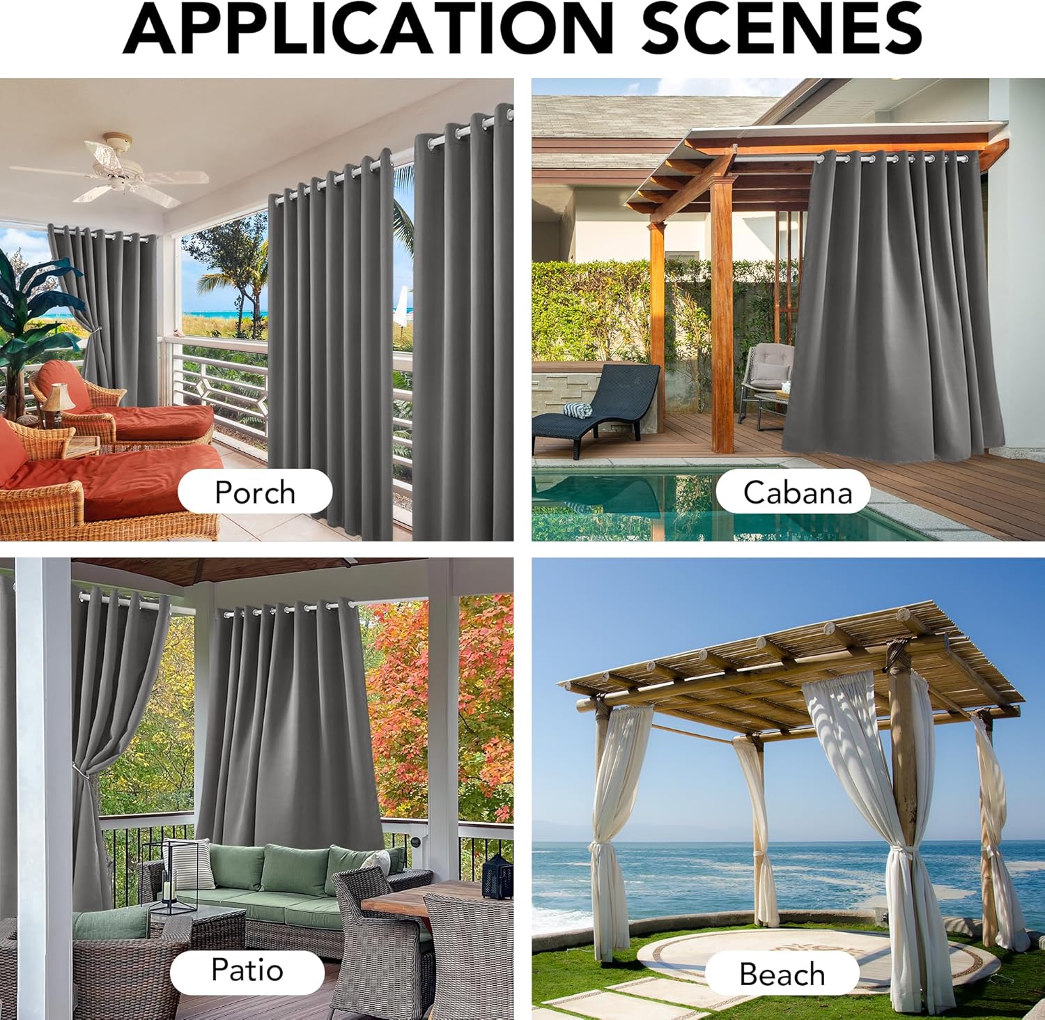 Thumbnail 5 de Deconovo Blickdichte Outdoor-Vorhänge 270x140 cm (2er-Set) – wetterfest & sonnendämpfend, grau