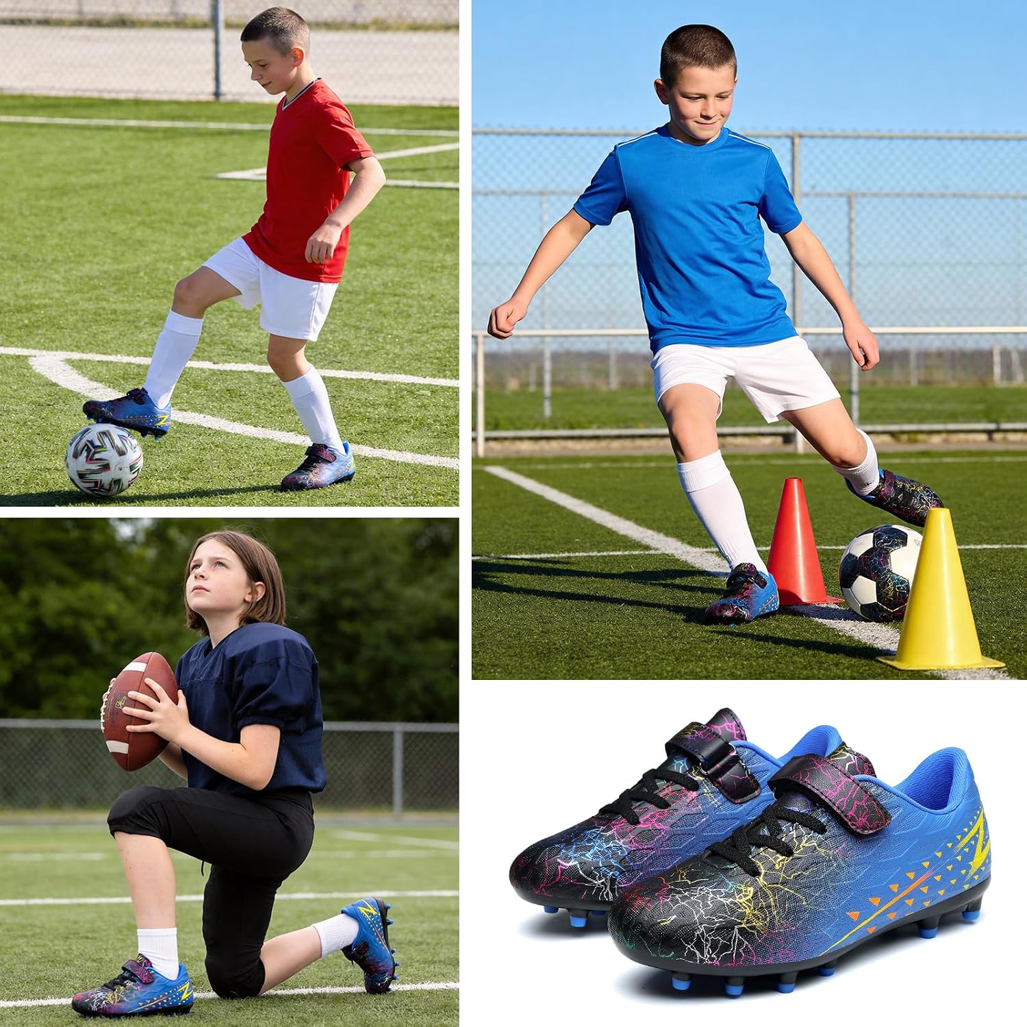Detalle 2 de Kids Football Boots Shoes FG/AG for Boys and Girls – Breathable, Lightweight Turf and Grass Cleats