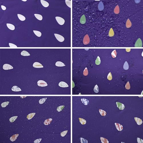 Detalle de iX-brella Raindrops Purple Automatik-Taschenschirm für Kinder – reflektierender Farbwechsel bei Nässe, leicht und kompakt