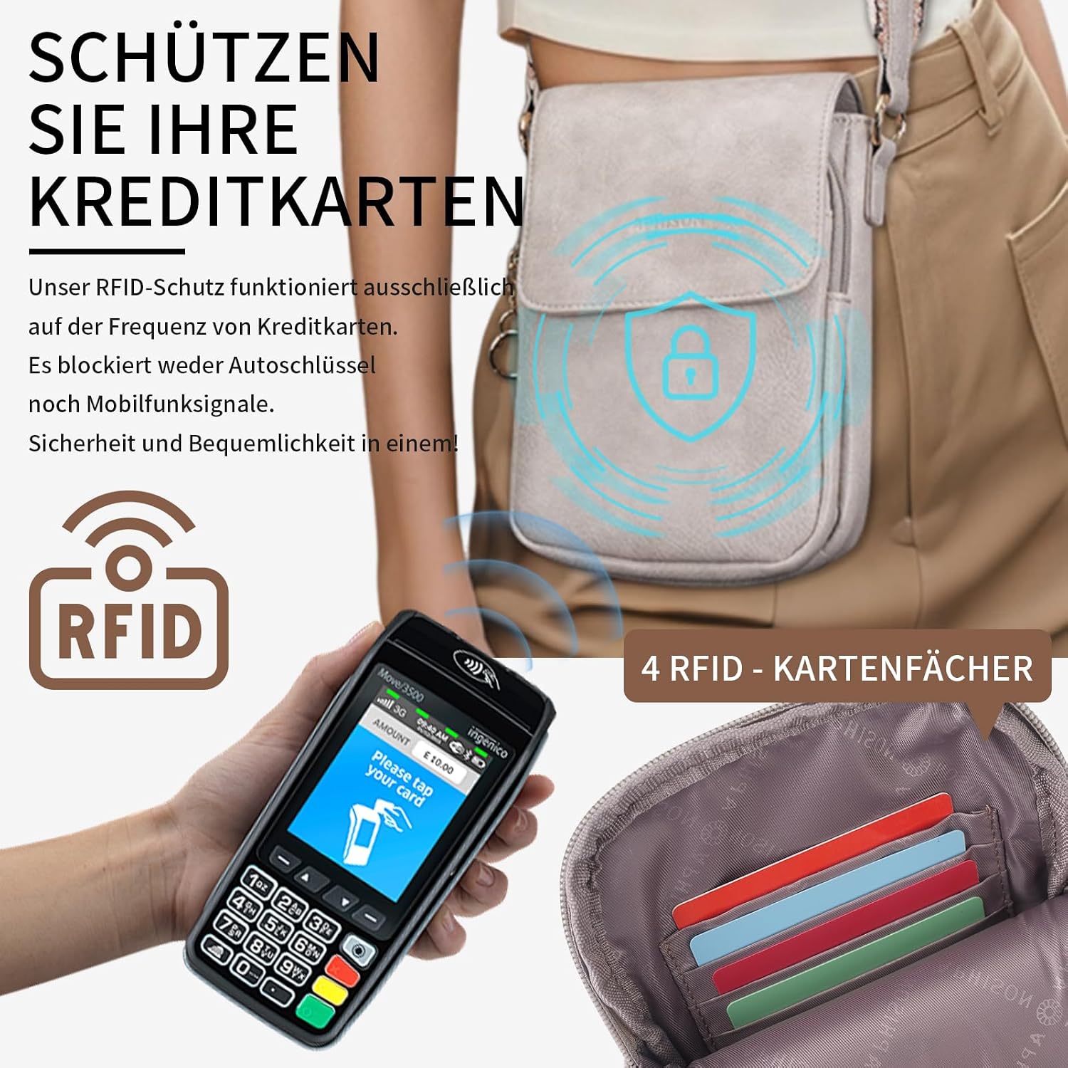 Thumbnail 6 de APHISON Crossbody Handytasche mit RFID-Schutz aus PU-Leder – kompakte Umhängetasche für Handy bis 6,7