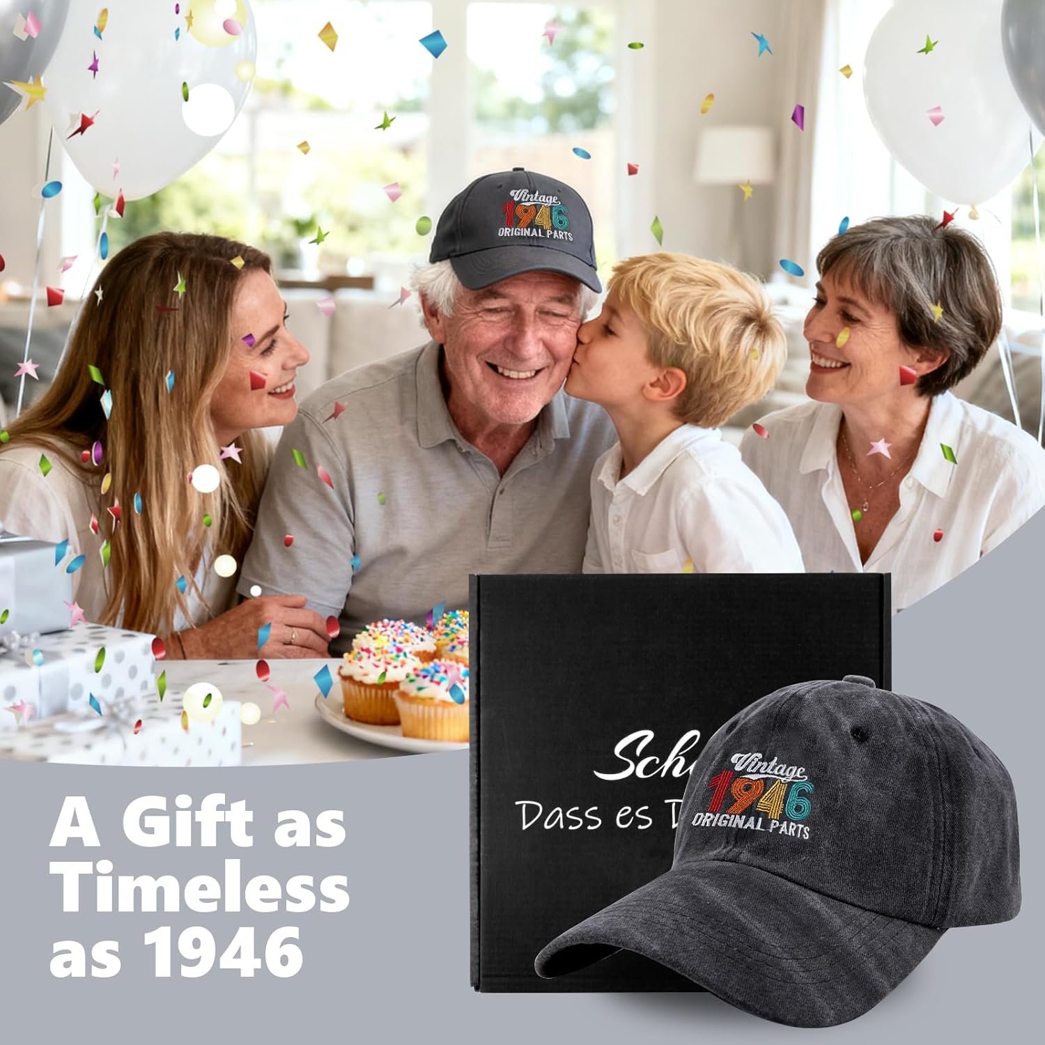 Thumbnail 2 de Belillpipi 50th Birthday Baseball Cap for Men – 1975 Cotton Vintage-Style Hat with Embroidered Front