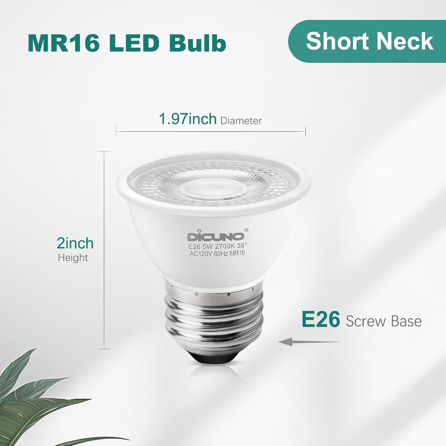 Thumbnail 1 de DiCUNO CA-MR16-S-E26-5W-DMB-WW-6P MR16 E26 Dimmable LED Bulbs, 6-Pack