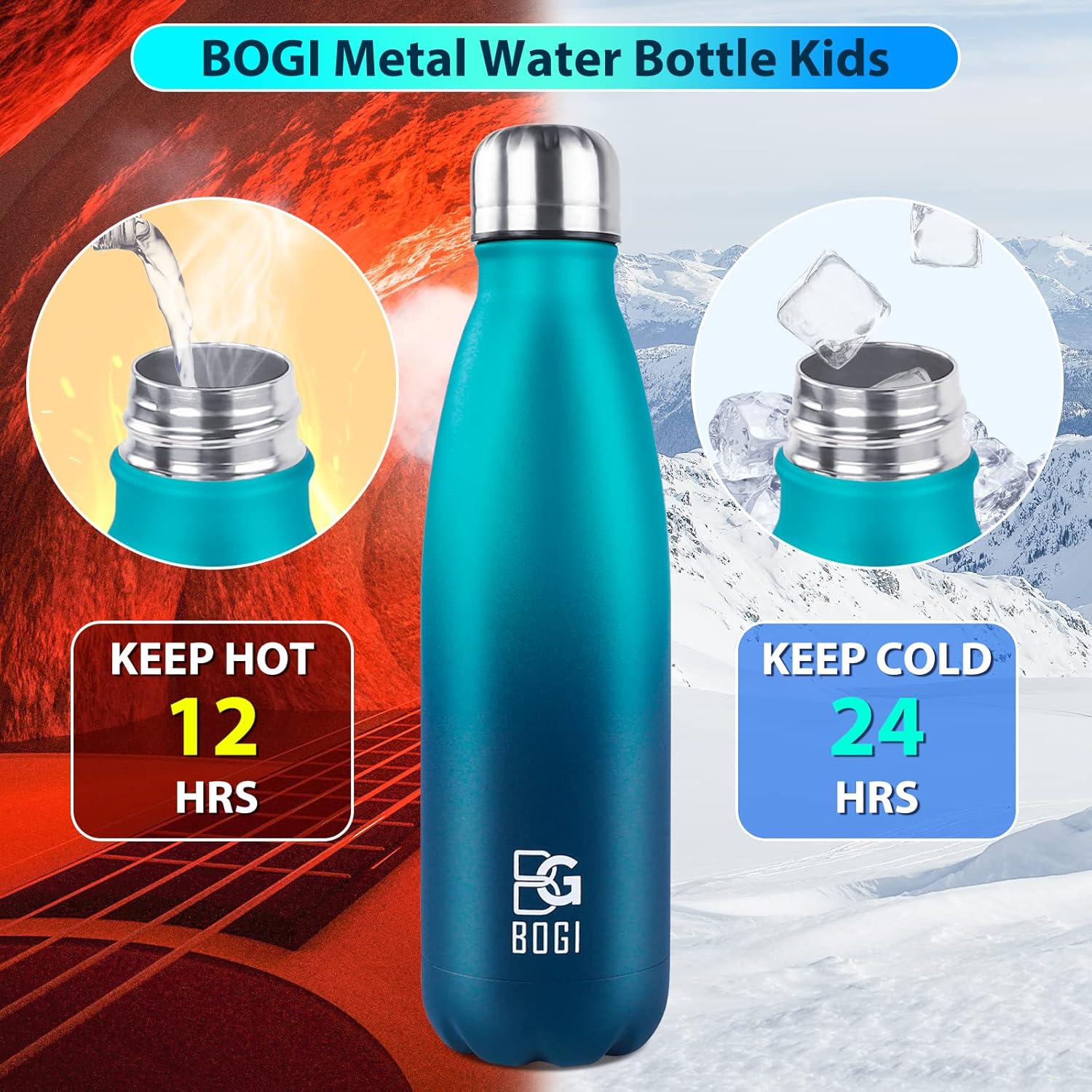 Thumbnail 3 de BOGI Insulated 500ml Stainless Steel Water Bottle 💧