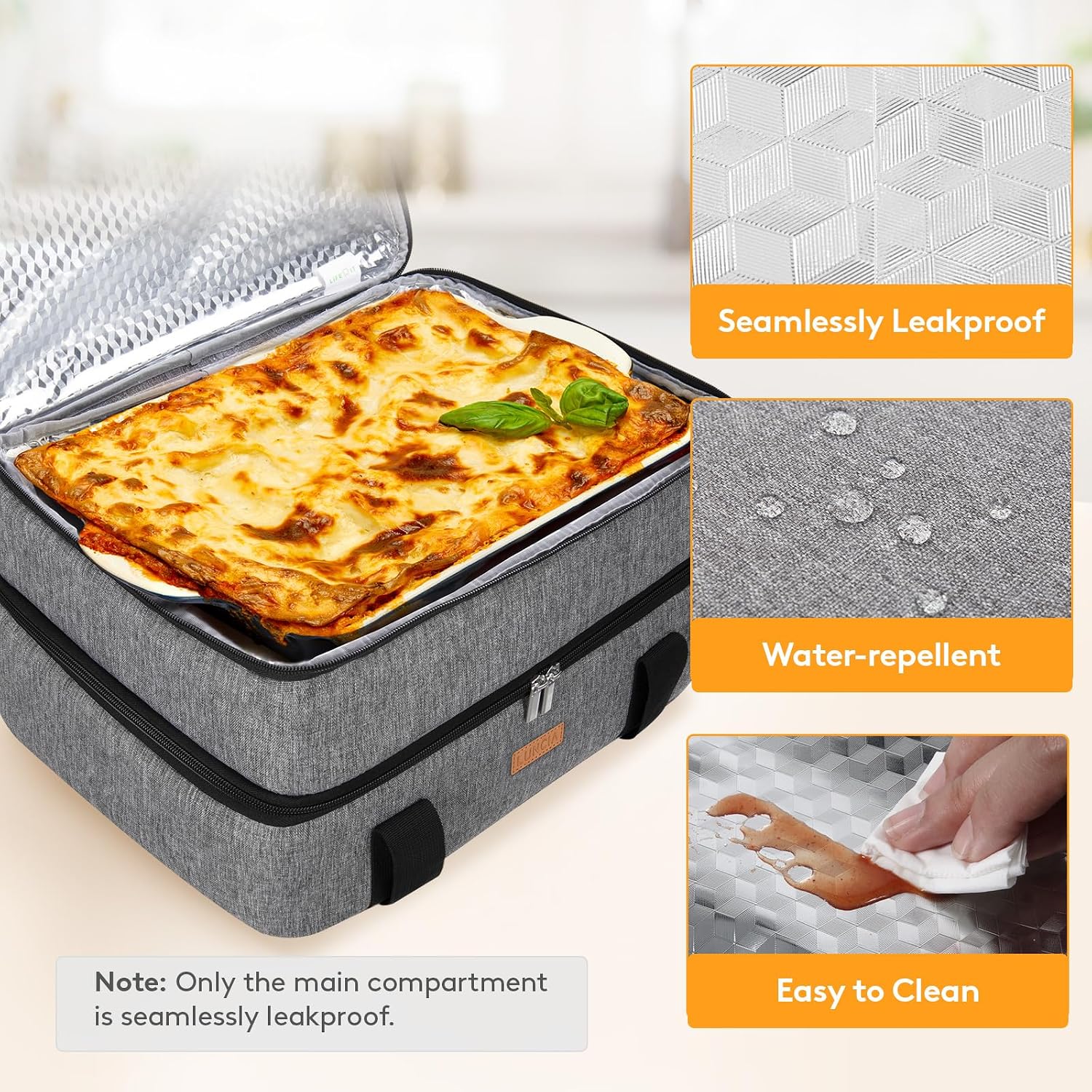 Thumbnail 3 de LUNCIA Insulated Double Decker Casserole Carrier (Grey) for 9" x 13" Baking Dish