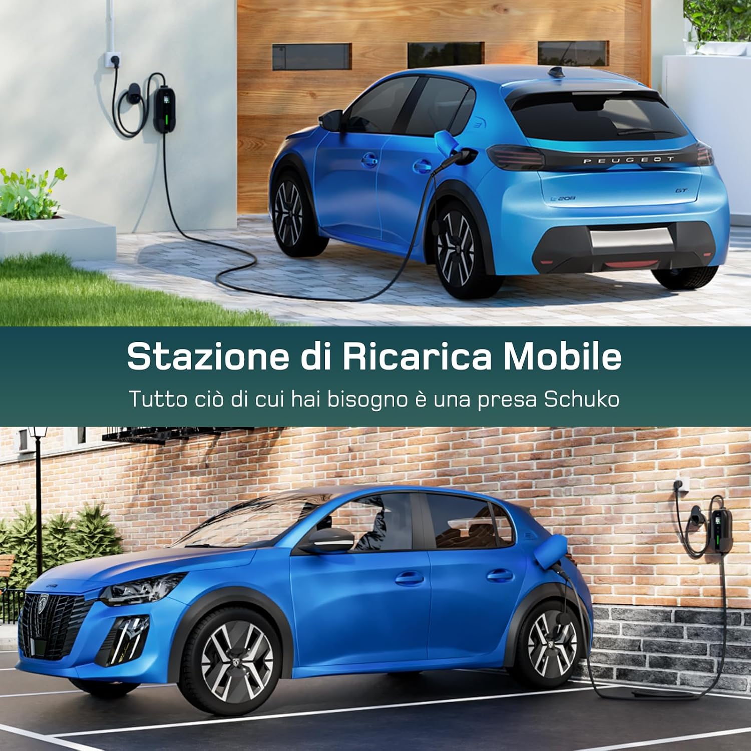 Thumbnail 3 de dé Cavo ricarica auto elettrica Tipo 2 Schuko 15 m 6–16A (3,7 kW) con LCD e supporto