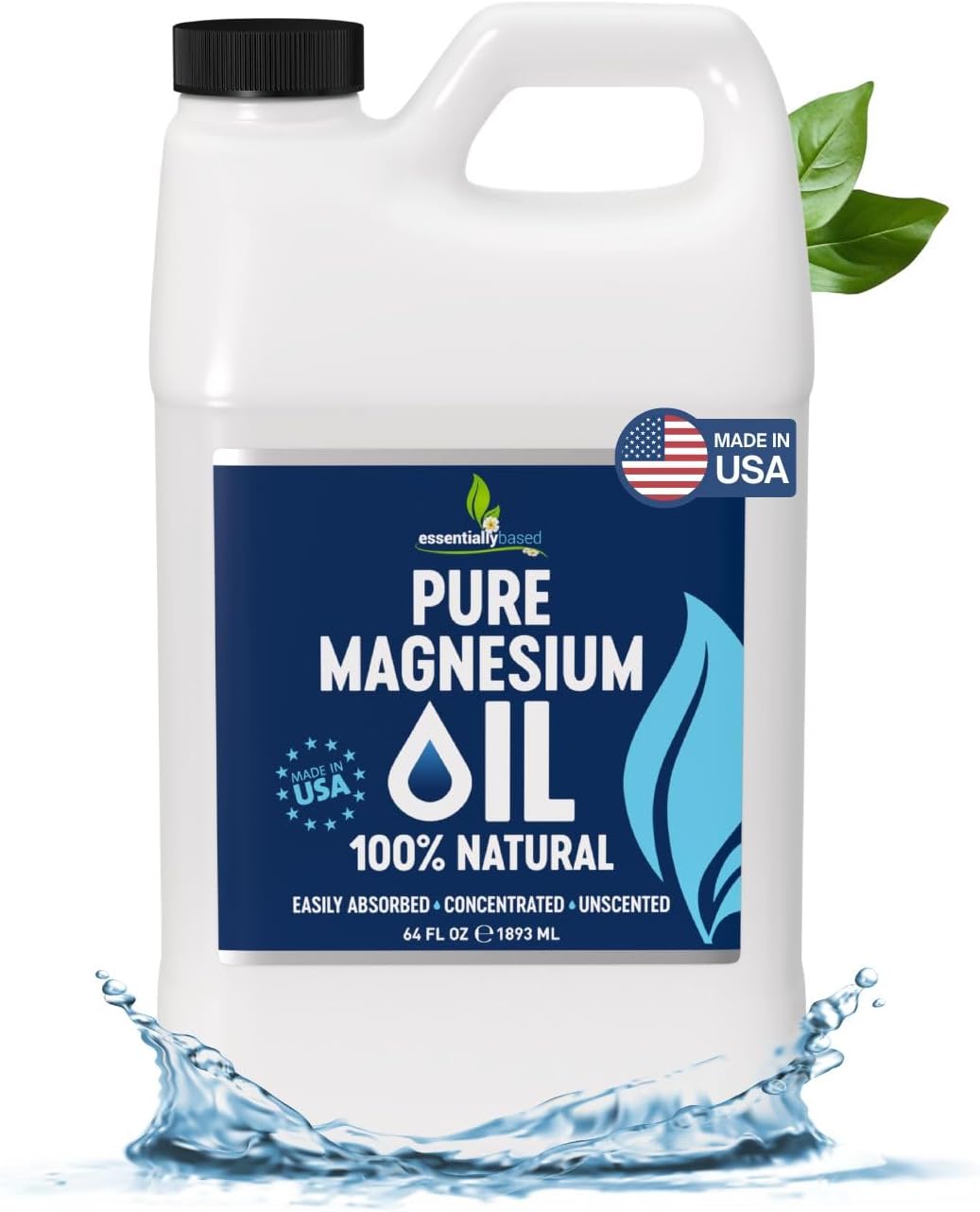 Detalle de Pure Magnesium Oil Spray 64oz: Extra Strength Topical Magnesium for Sleep, Muscle Pain & Cramps (Made in USA)