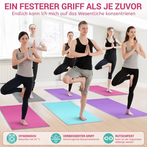 Detalle 2 de Novent Yoga Handtuch rutschfest 185x65cm – Mikrofaser Yogatuch mit Antirutsch-Noppen, lila